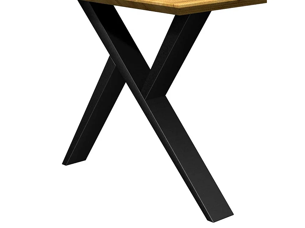 Holztisch mit Metallgestell aus Eiche und Metall Schweizer Kante