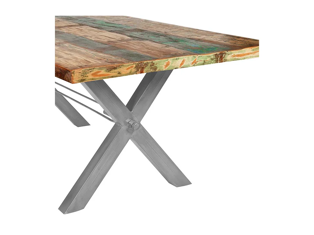 Küchentisch in Bunt Recyclingholz und Eisen