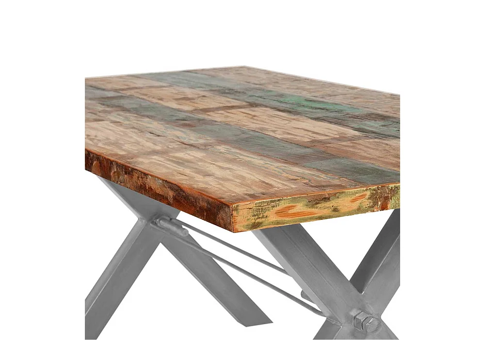 Küchentisch in Bunt Recyclingholz und Eisen