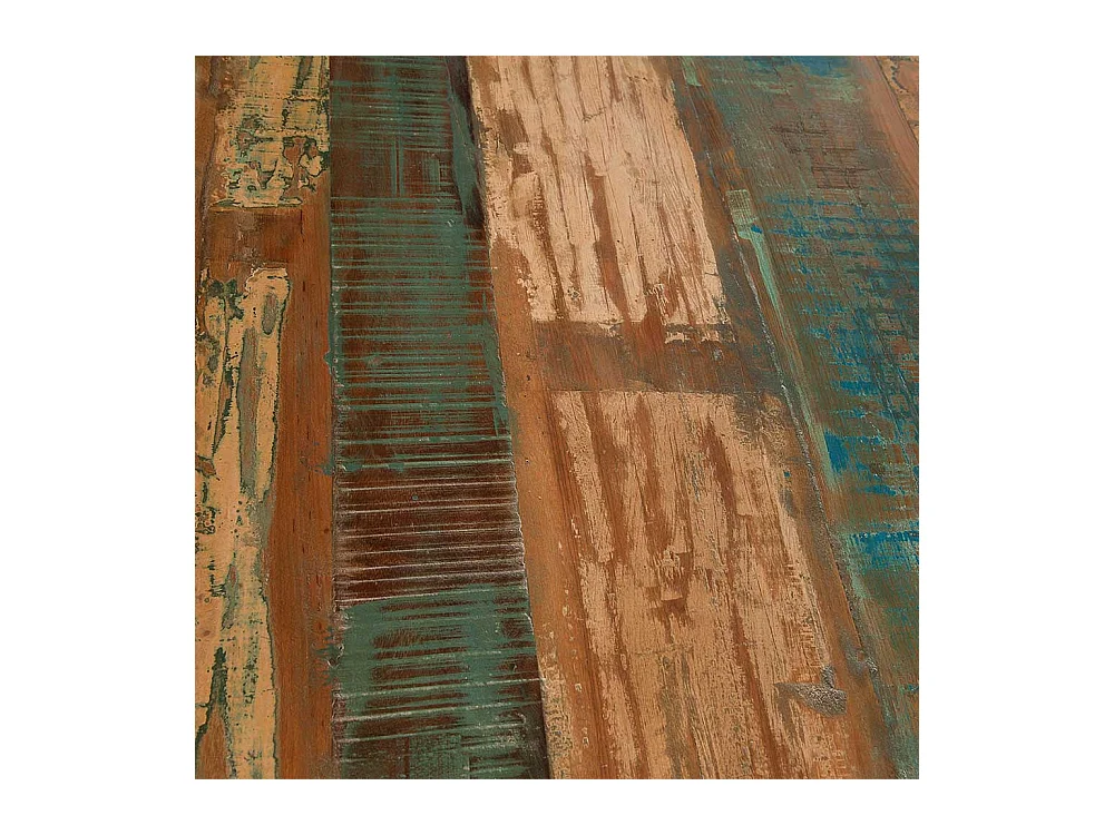 Küchentisch in Bunt Recyclingholz und Eisen