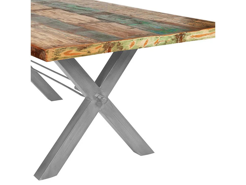 Küchentisch in Bunt Recyclingholz und Eisen