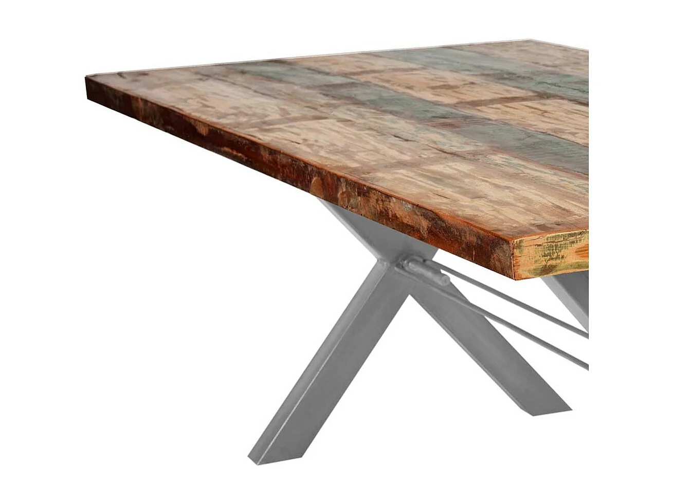 Küchentisch in Bunt Recyclingholz und Eisen