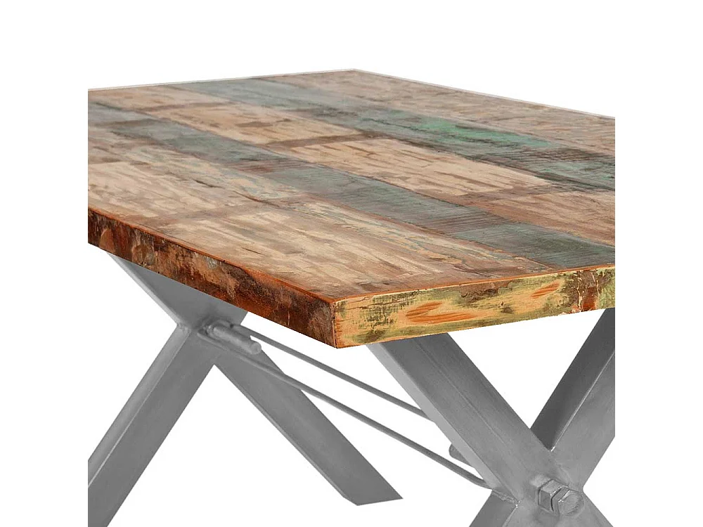 Küchentisch in Bunt Recyclingholz und Eisen