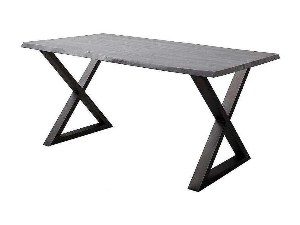 Esstisch Massivholz Esstisch in Akazie Grau mit X Gestell