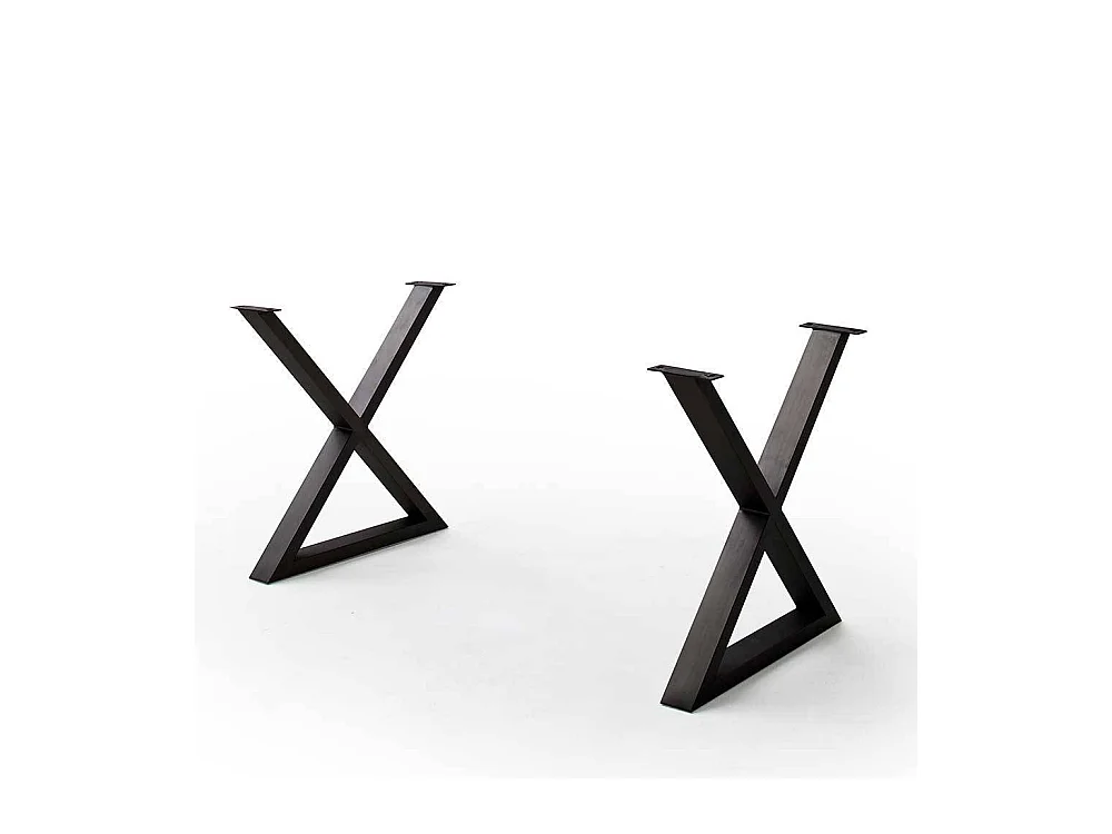 Esstisch Baumkantentisch mit X Gestell aus Metall