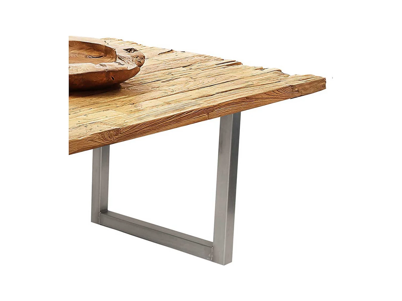 Designer Tisch aus Teak Recyclingholz und Stahl 100 cm tief