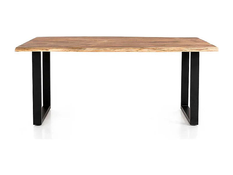 Akazienholz Esstisch mit natürlicher Baumkante Bügelgestell