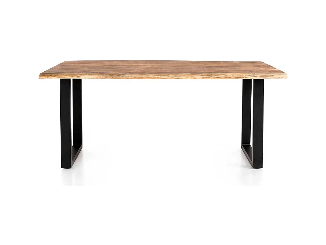 Akazienholz Esstisch mit natürlicher Baumkante Bügelgestell