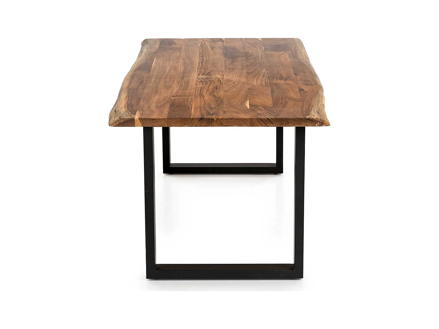 Akazienholz Esstisch mit natürlicher Baumkante Bügelgestell