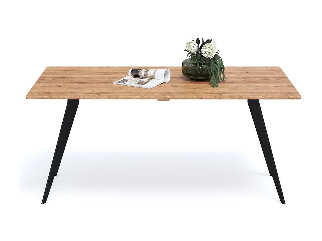 Holztisch Esszimmertisch aus Metall und Wildeiche Massivholz