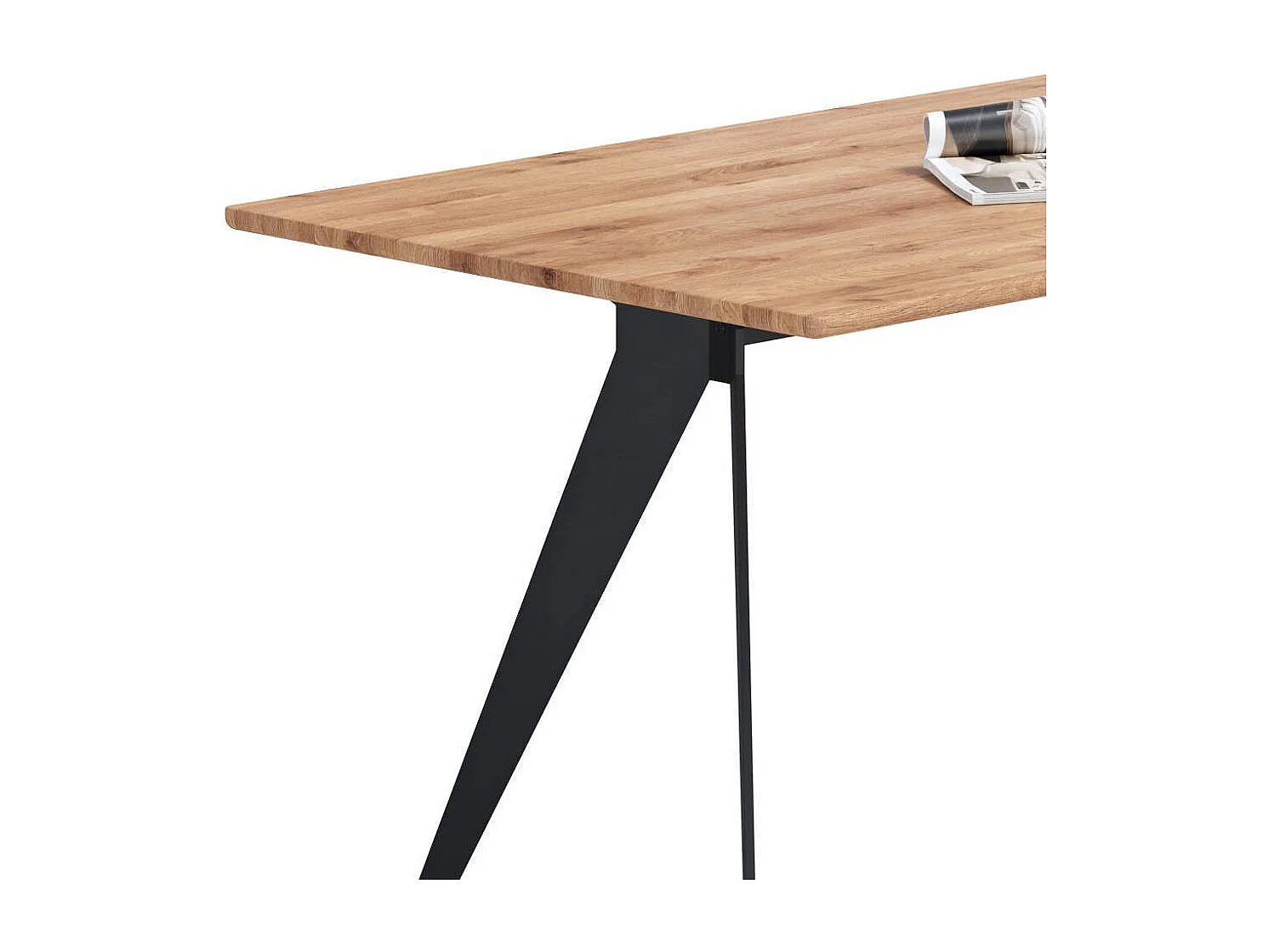 Holztisch Esszimmertisch aus Metall und Wildeiche Massivholz