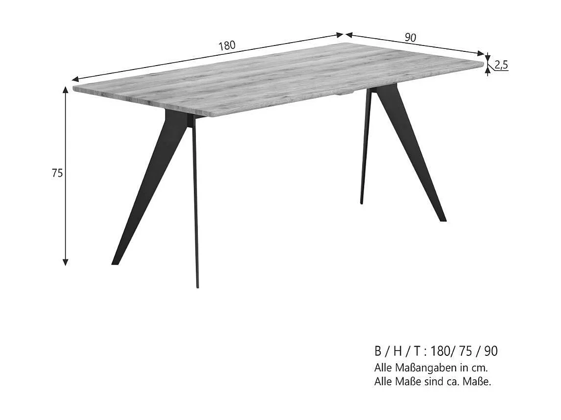 Holztisch Esszimmertisch aus Metall und Wildeiche Massivholz