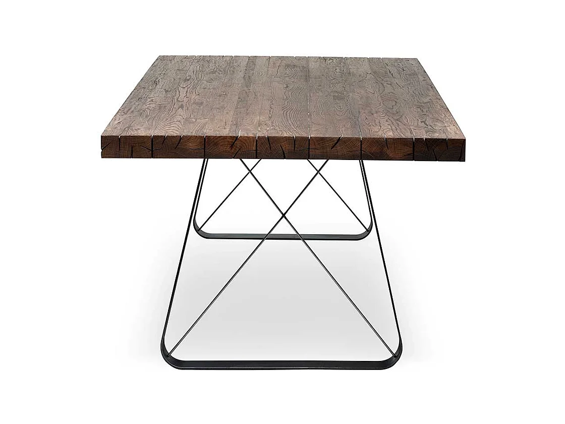 Esszimmer Tisch aus Asteiche Massivholz Bügelgestell aus Metall