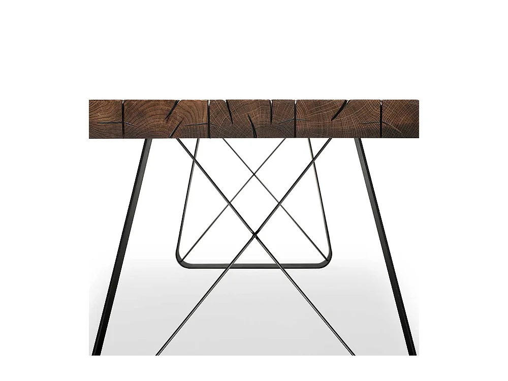 Esszimmer Tisch aus Asteiche Massivholz Bügelgestell aus Metall