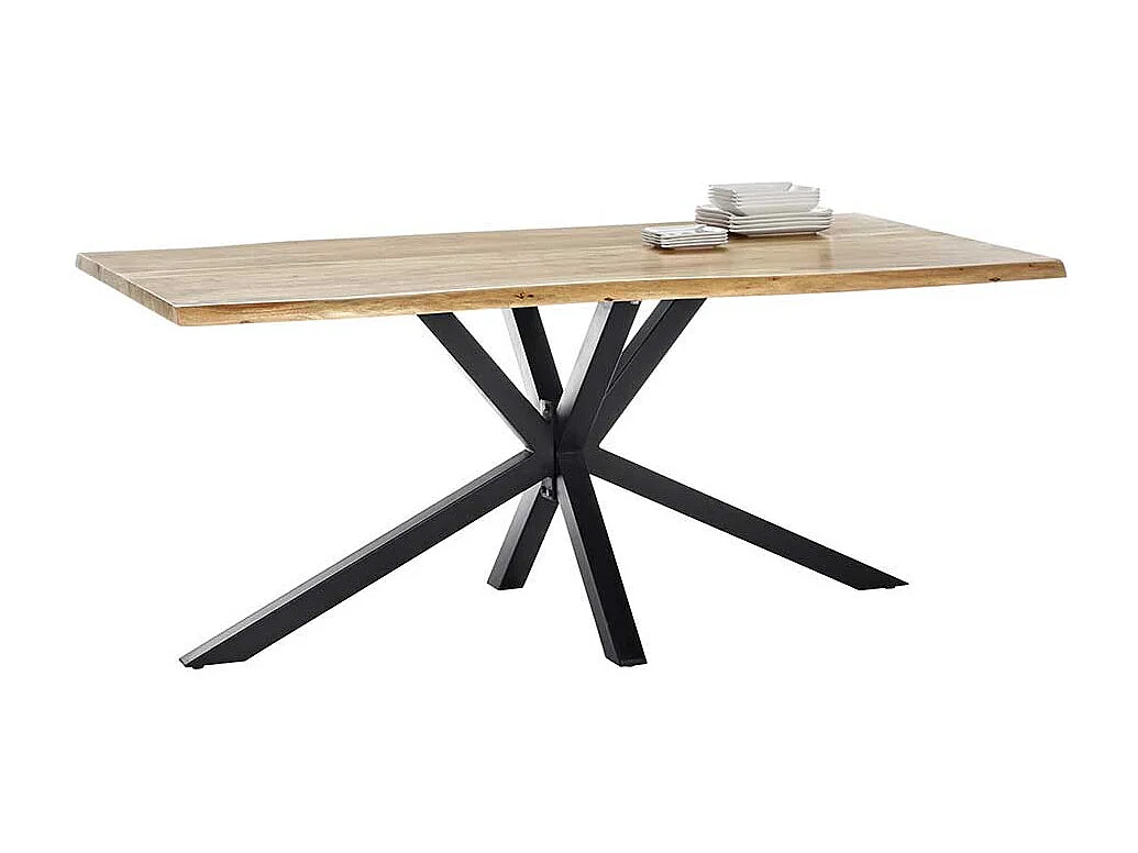 Küchentisch Akazie mit Spider Gestell schwarz lackiert