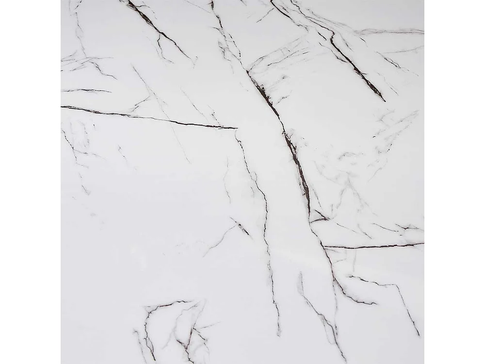 Design Glastisch in Weiß Marmoroptik Chromfarben