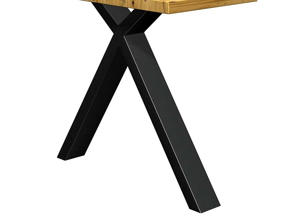 Eiche Esstisch modern aus Massivholz und Metall rechteckiger Tischplatte