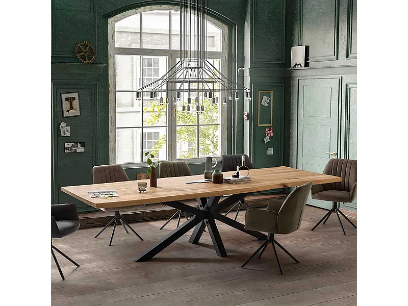 XXL Esszimmertisch aus Eiche Massivholz Spider Gestell