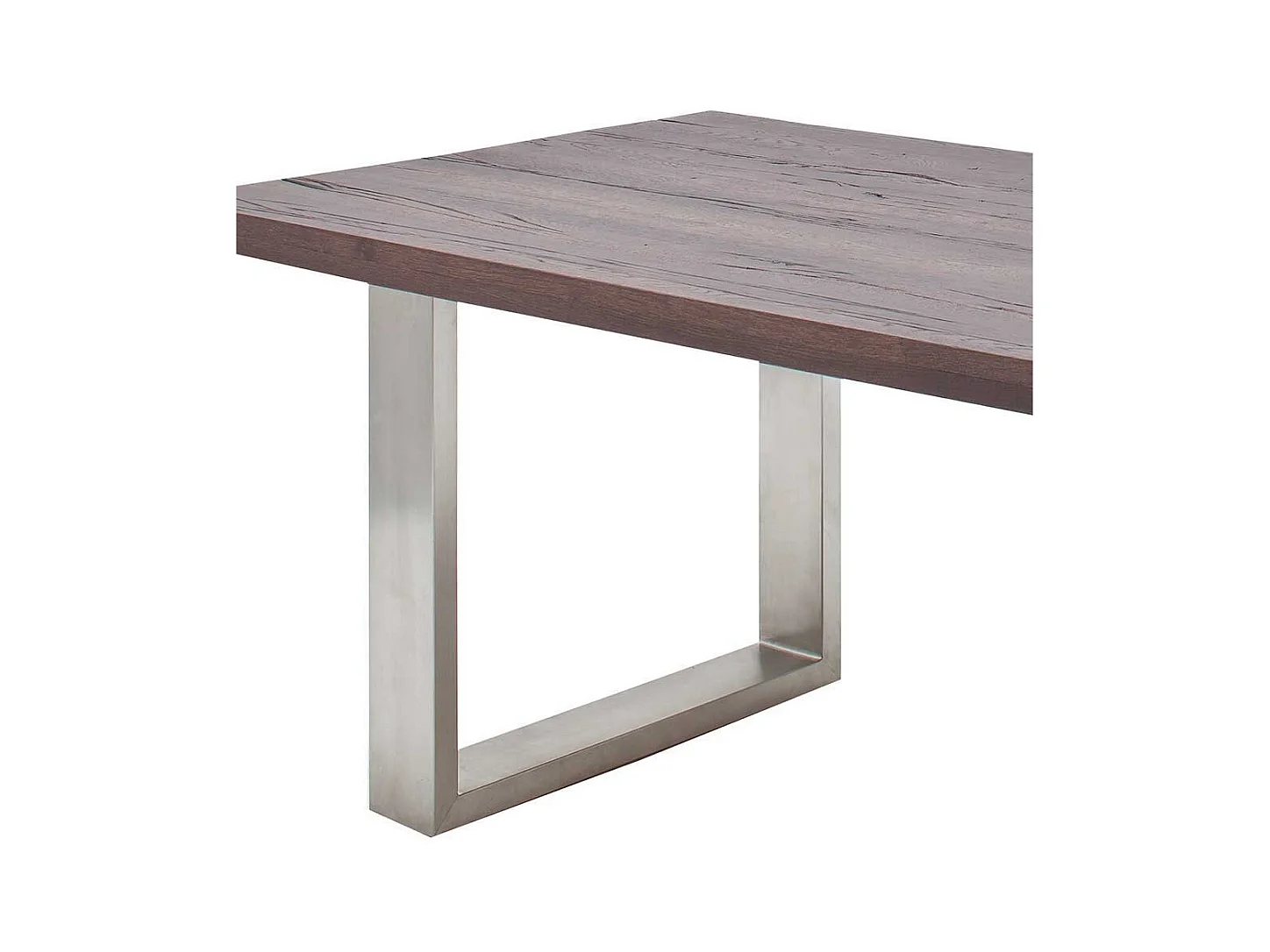 Esszimmertisch aus Eiche verwittert massiv Edelstahl