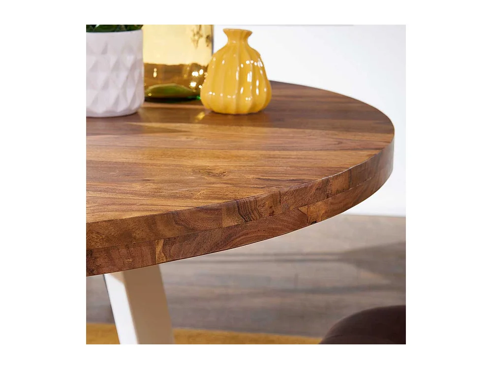 Küchentisch aus Sheesham Massivholz Eisen in Weiß