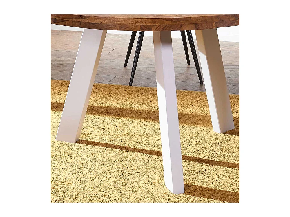 Küchentisch aus Sheesham Massivholz Eisen in Weiß