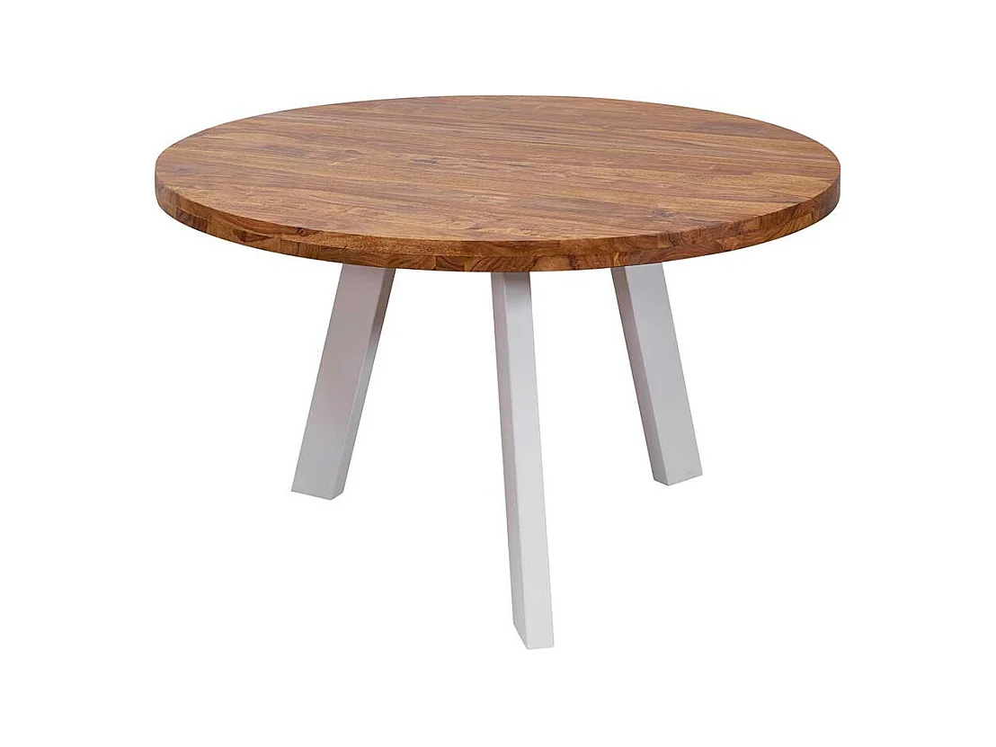 Küchentisch aus Sheesham Massivholz Eisen in Weiß