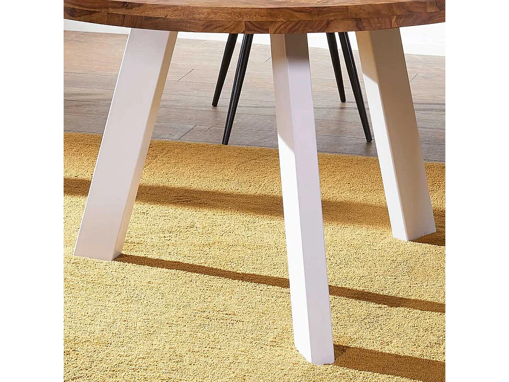 Küchentisch aus Sheesham Massivholz Eisen in Weiß