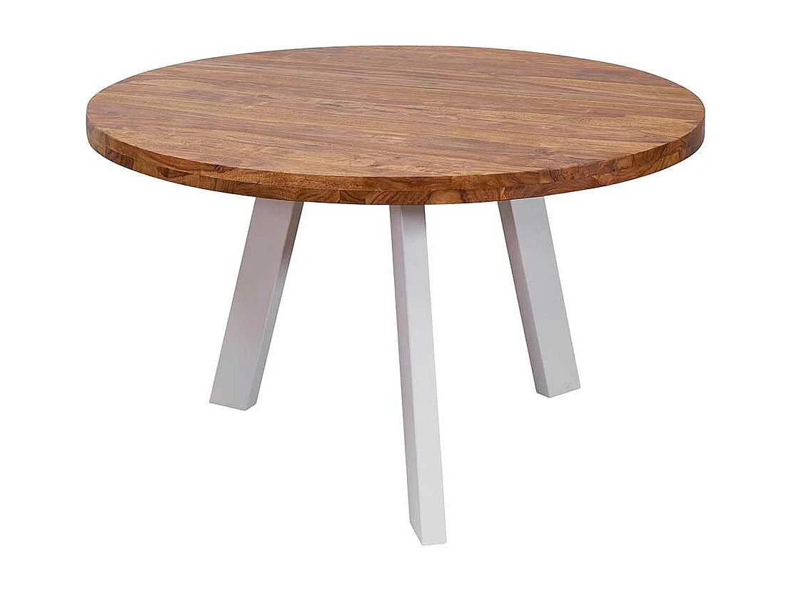 Küchentisch aus Sheesham Massivholz Eisen in Weiß