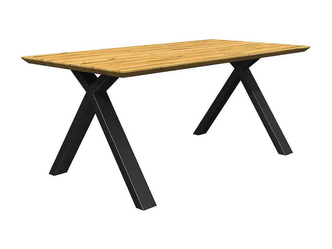 Eiche massiv Esstisch modern in modernem Design X Gestell aus Metall