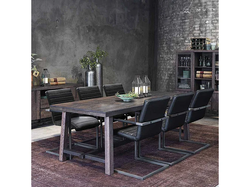 Esszimmertisch in dunkel lackiert und gebürstet Eiche massiv