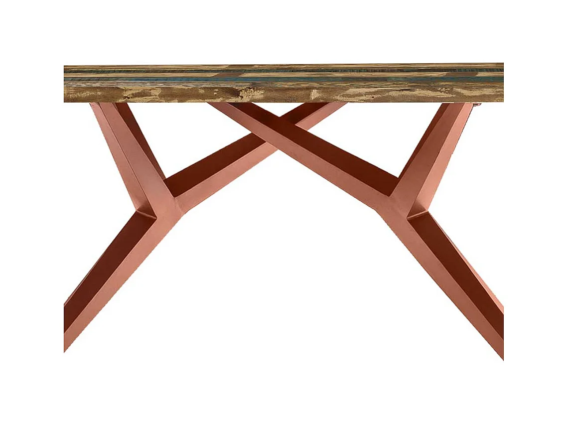 Esstisch aus Recyclingholz Bunt und Antikbraun