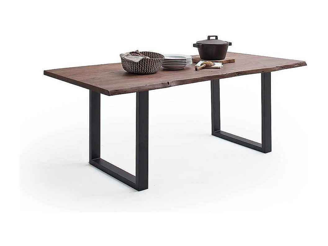 Esstisch Tisch mit natürlicher Baumkante und Bügelgestell