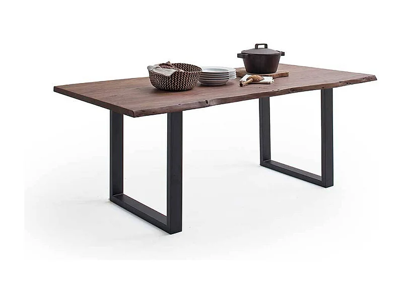 Esstisch Tisch mit natürlicher Baumkante und Bügelgestell