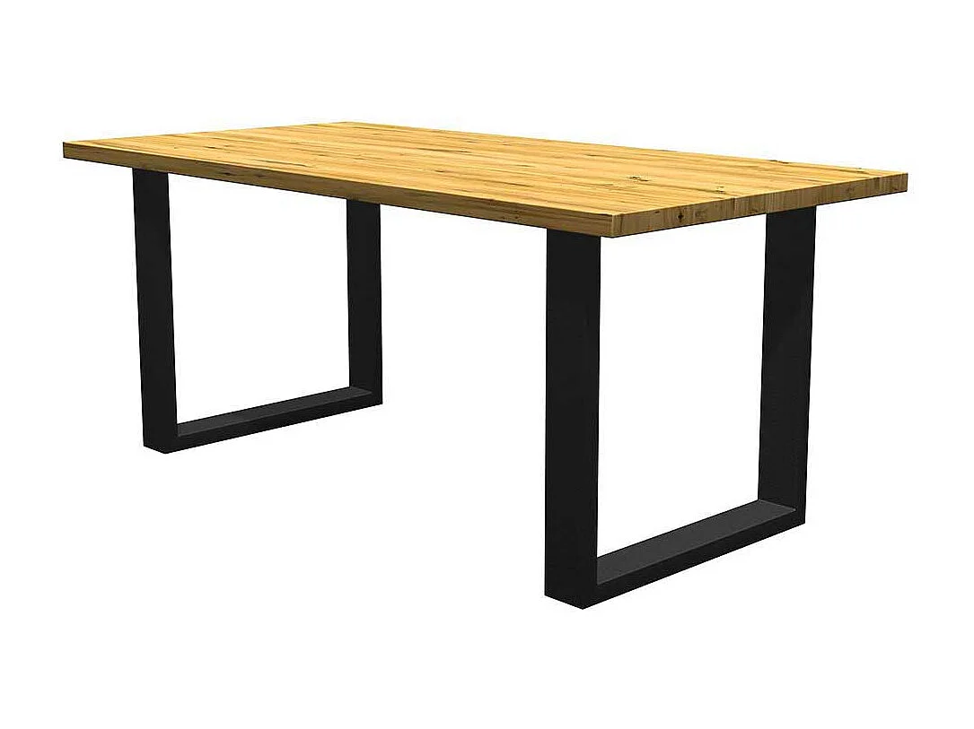 Tisch aus Eiche und Metall mit Bügelgestell 77 cm hoch