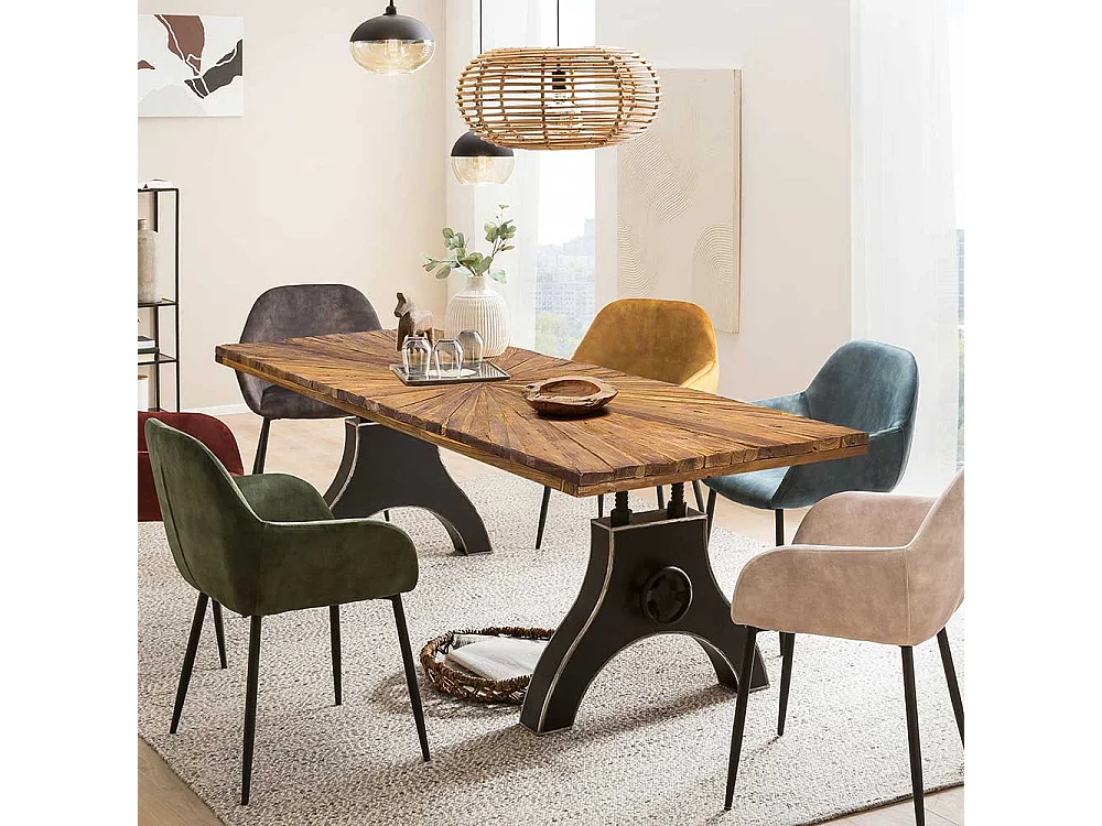 Tisch Esszimmer Echtholztisch aus Massivholz mit Vierfußgestell