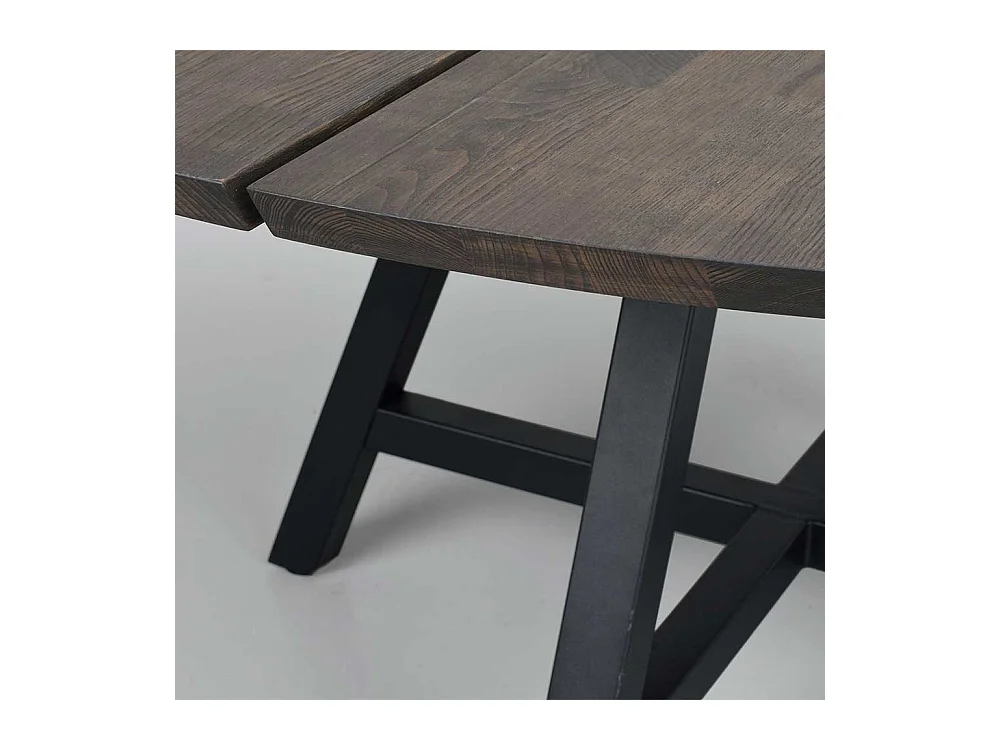 Echtholztisch mit Metall Vierfußgestell 150 cm Durchmesser