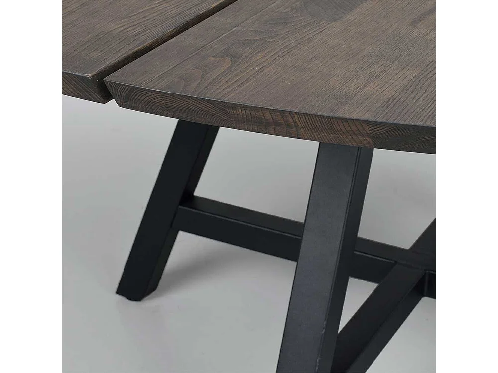 Echtholztisch mit Metall Vierfußgestell 150 cm Durchmesser