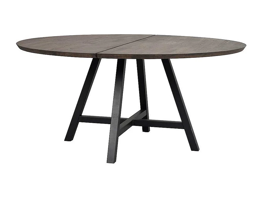 Echtholztisch mit Metall Vierfußgestell 150 cm Durchmesser