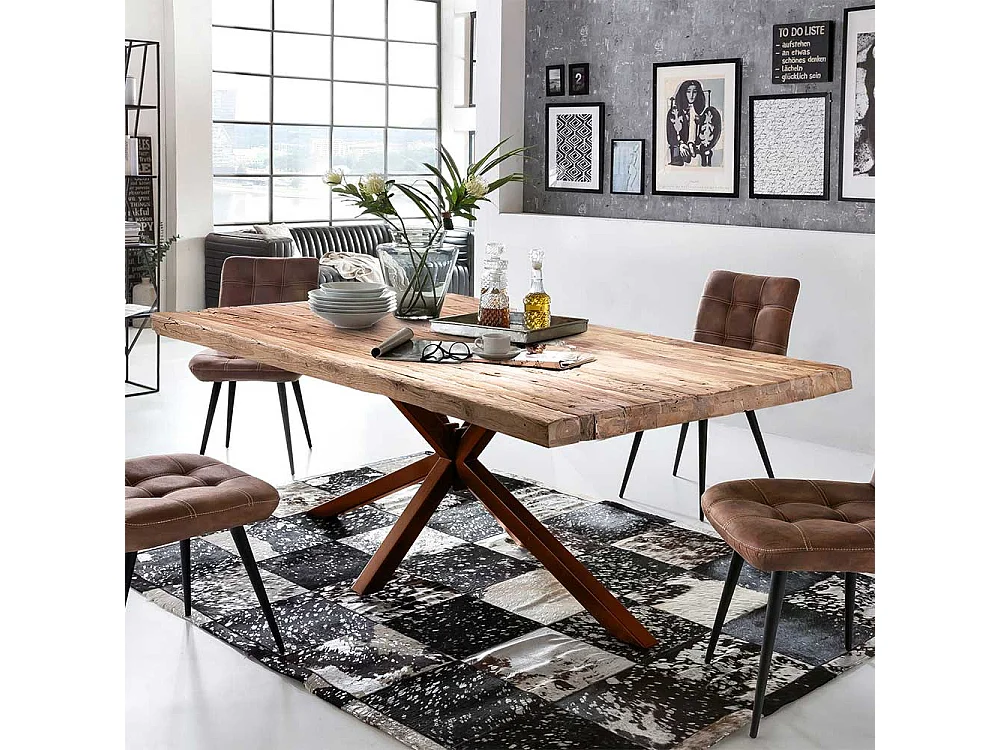 Tisch Esszimmer aus Teak Recyclingholz Metall Spider Gestell