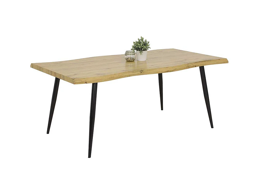 Esszimmertisch groß 180x76x100 cm Wildeichefarben und Schwarz