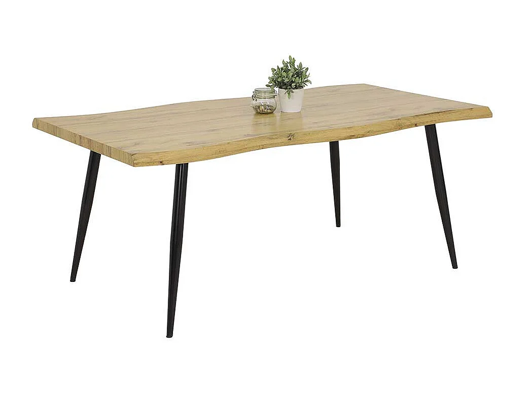 Esszimmertisch groß 180x76x100 cm Wildeichefarben und Schwarz