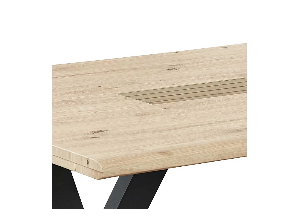 X-Gestell Esstisch in Wildeichefarben und Schwarz 76 cm hoch