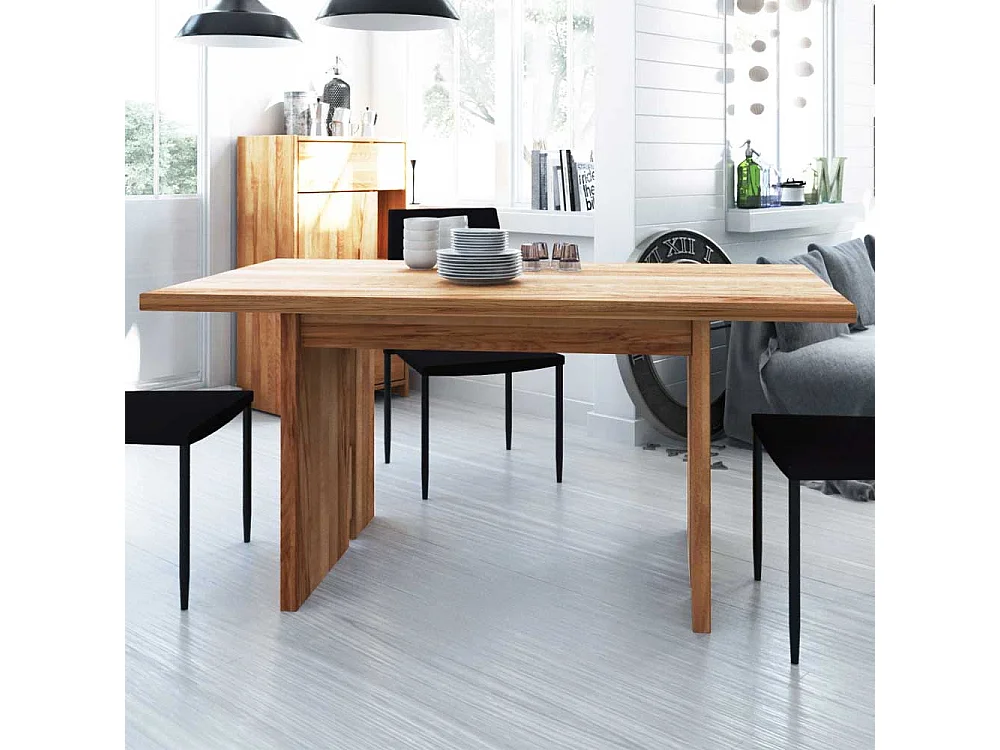 Massivholz Esstisch aus Kernbuche Wangengestell