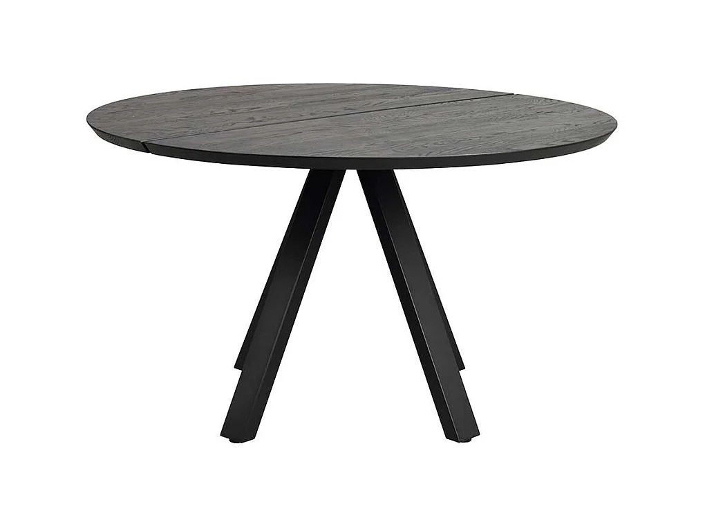 Schwarzer Küchen Tisch aus Eiche Massivholz und Metall rund