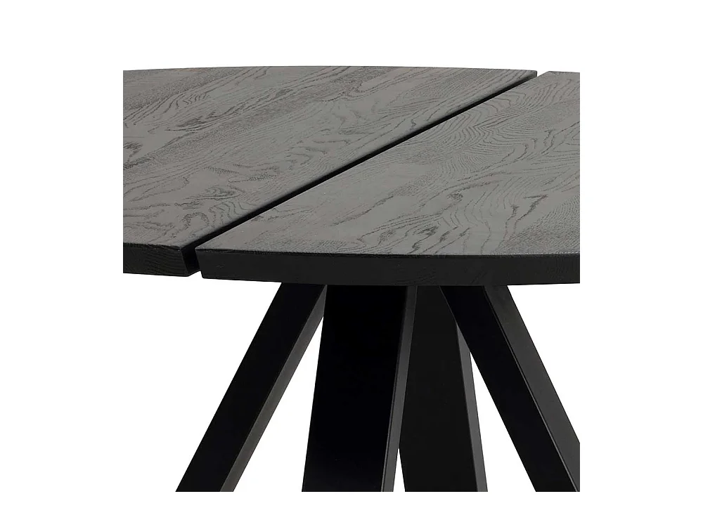 Schwarzer Küchen Tisch aus Eiche Massivholz und Metall rund