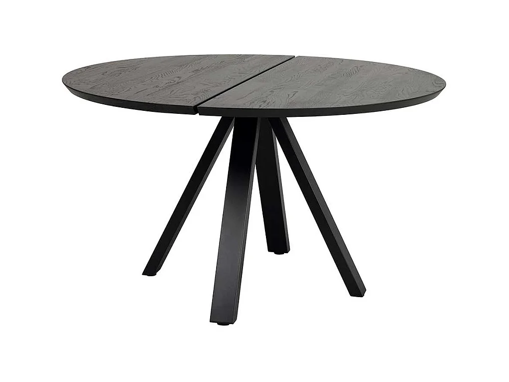 Schwarzer Küchen Tisch aus Eiche Massivholz und Metall rund