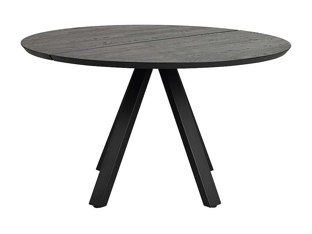 Schwarzer Küchen Tisch aus Eiche Massivholz und Metall rund