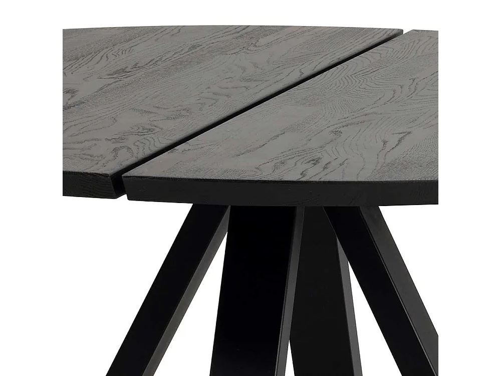 Schwarzer Küchen Tisch aus Eiche Massivholz und Metall rund