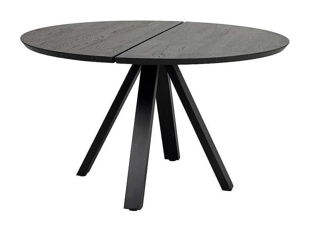 Schwarzer Küchen Tisch aus Eiche Massivholz und Metall rund