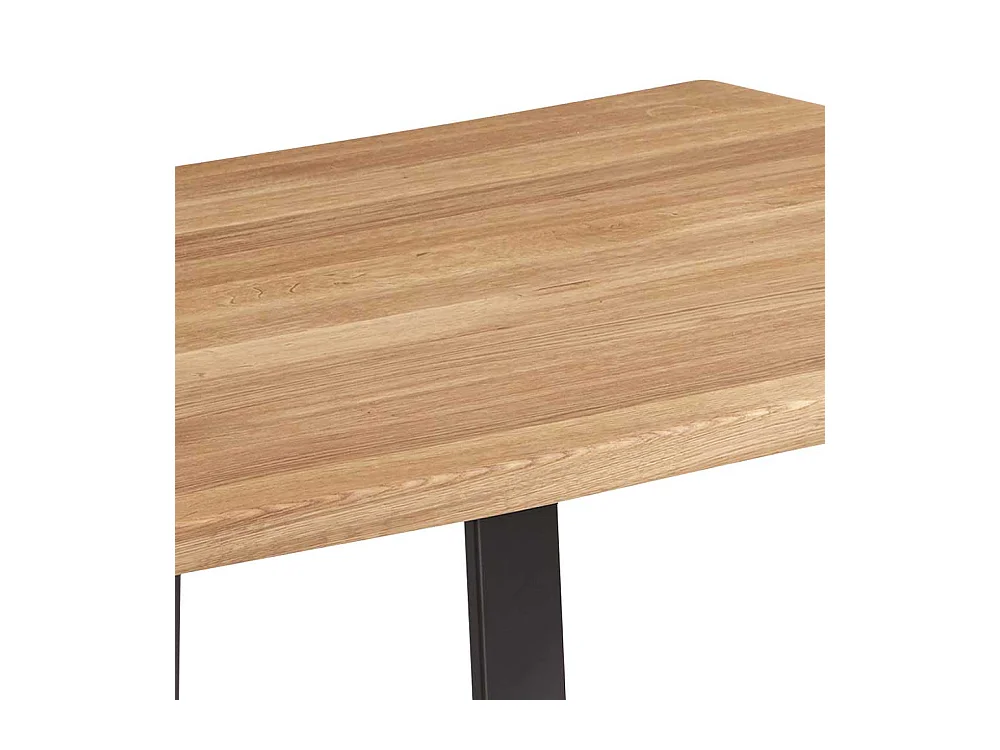 Holztisch Wildeiche geölt Metall Bügelgestell schwarz